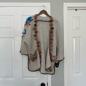 Embroidered Beige Sweater with Tassels from the Extreme Collection